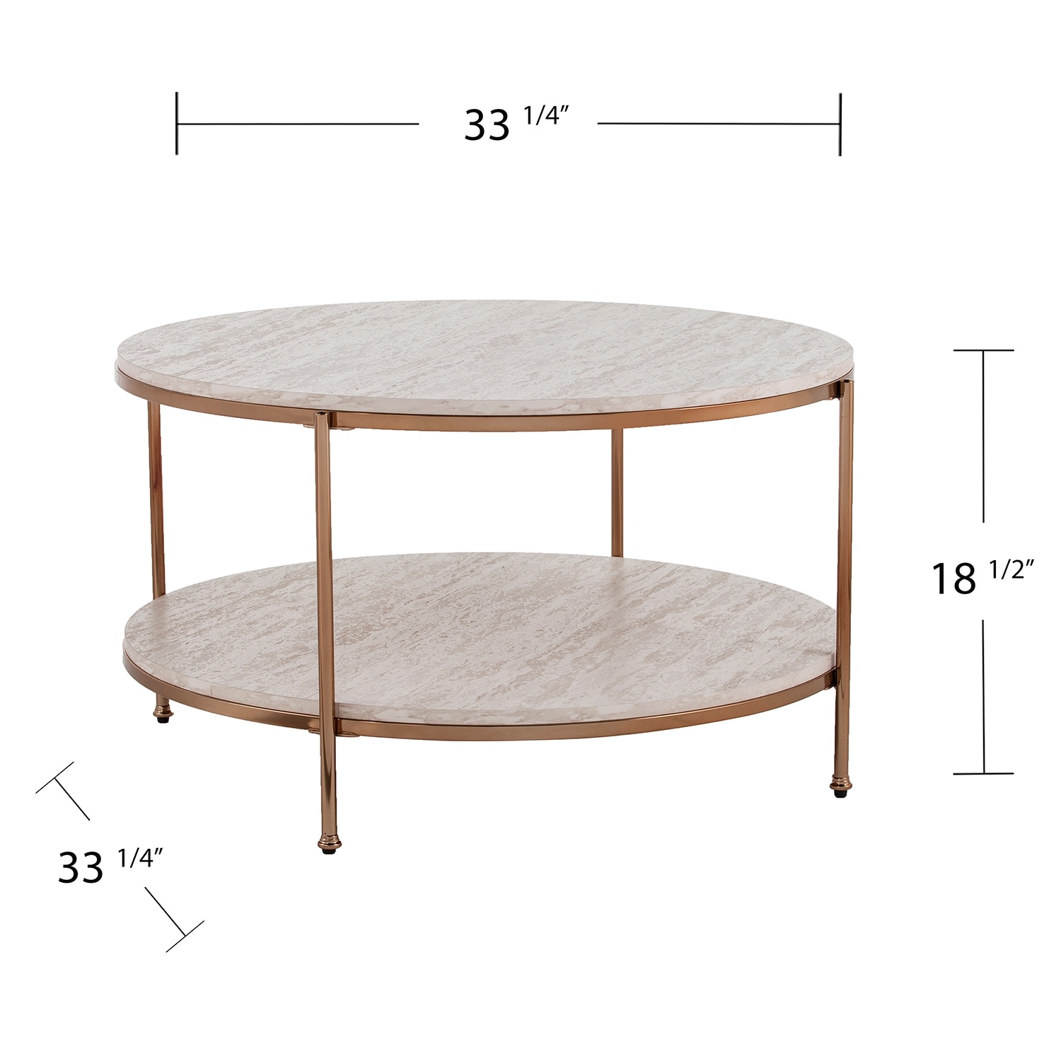 SEI Furniture Henderson Modern Faux Marble Round Coffee Table with Bottom Shelf