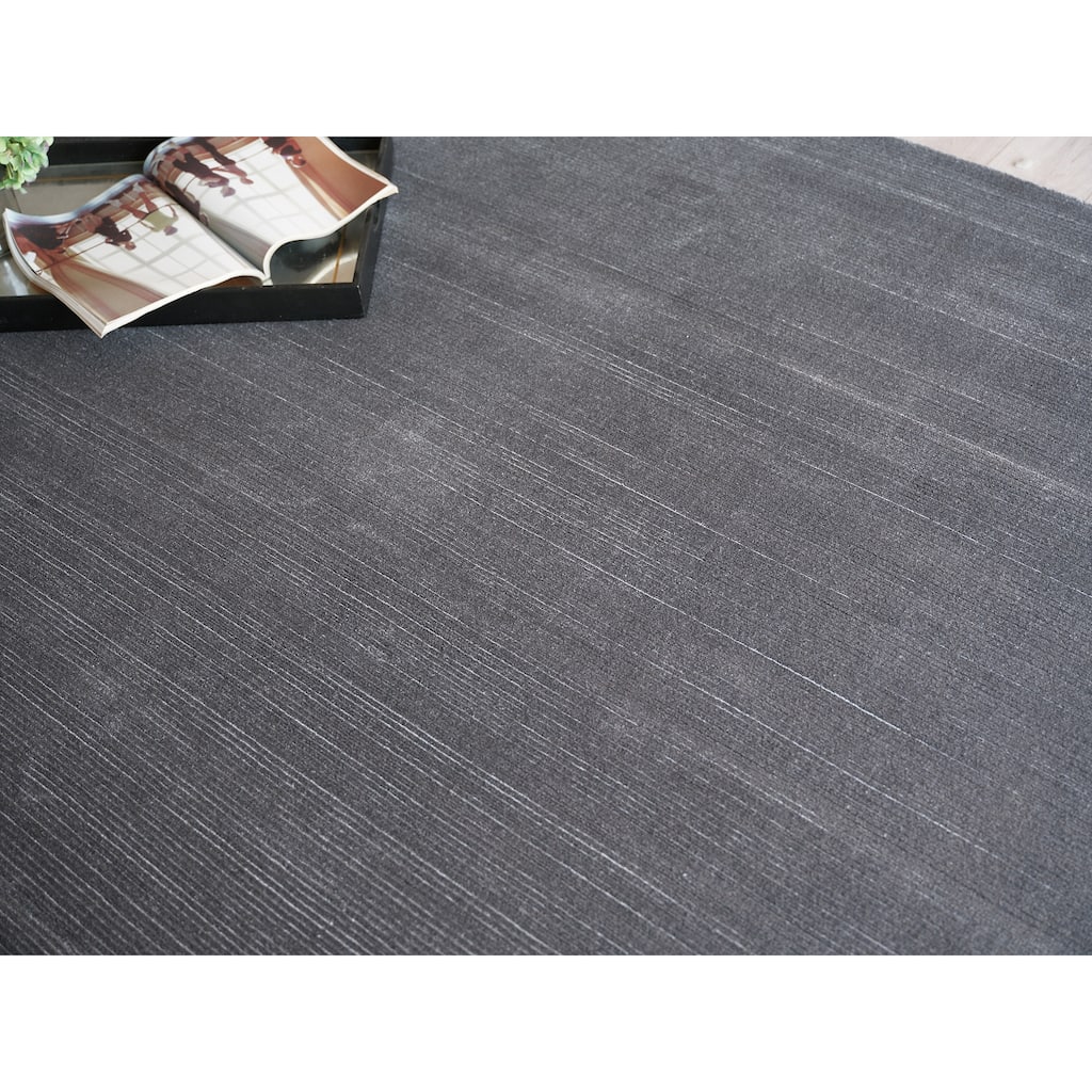Pavia Modern Handmade Silky Nylon in Gray Area Rug