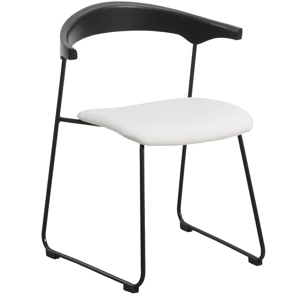 Lyra Modern Dining Chair in Upholstered Faux Leather with Beech Wood Back & Metal Legs by LeisureMod