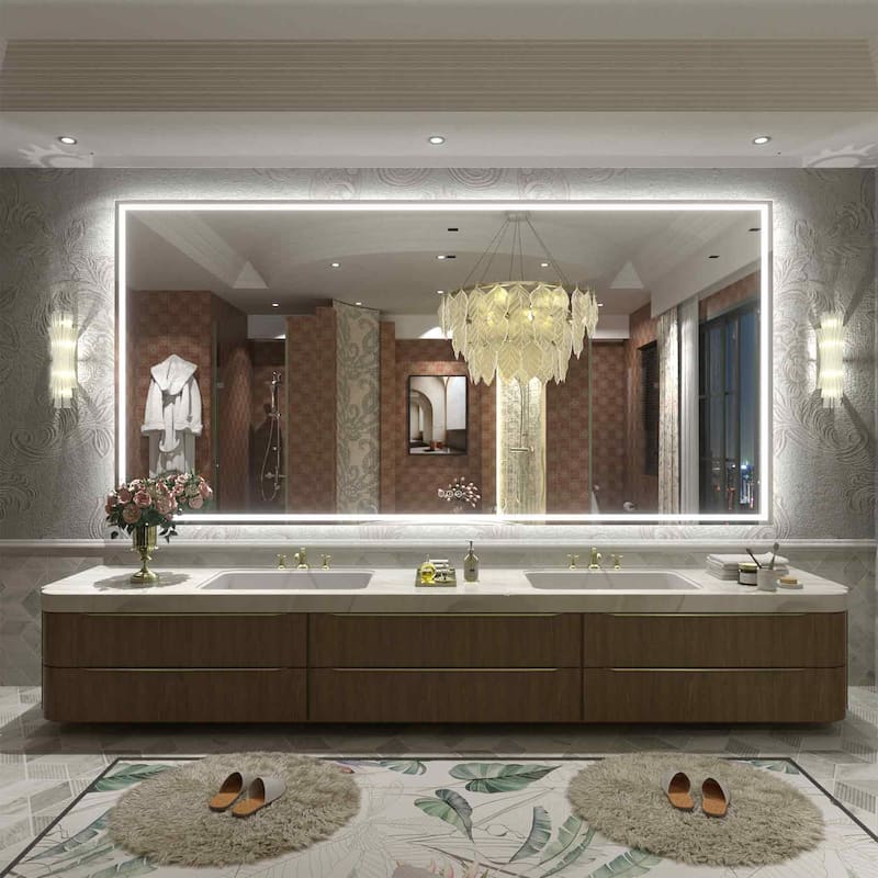 KIOTEE Super Bright Anti-fog LED Bathroom Mirror with Backlit and Front Lighting 3-Year Warranty