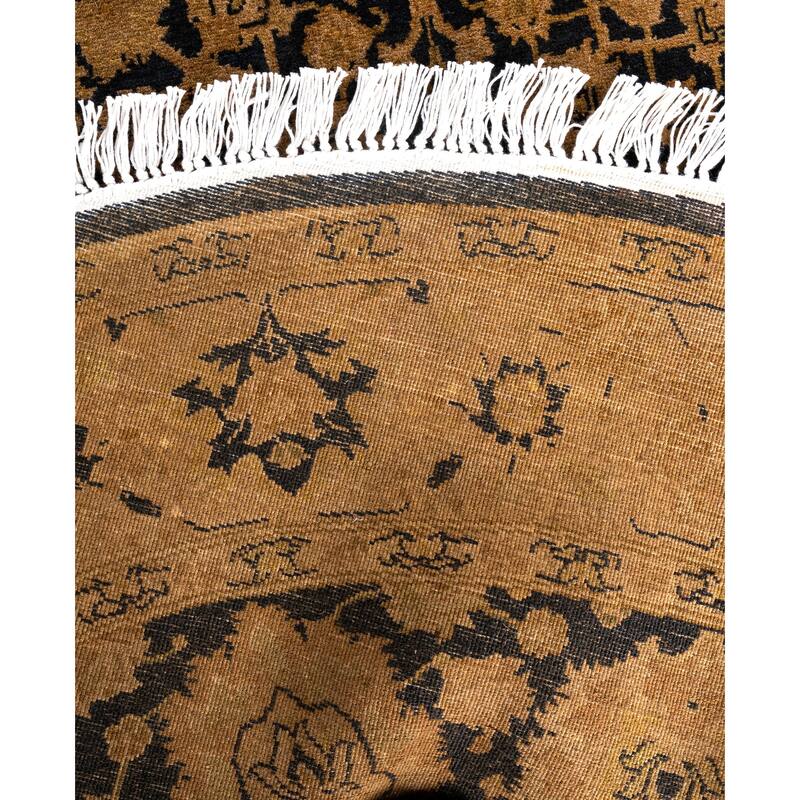 Overdyed One-of-a-Kind Hand-Knotted Round Area Rug - Beige - 4' 1" x 4' 1"