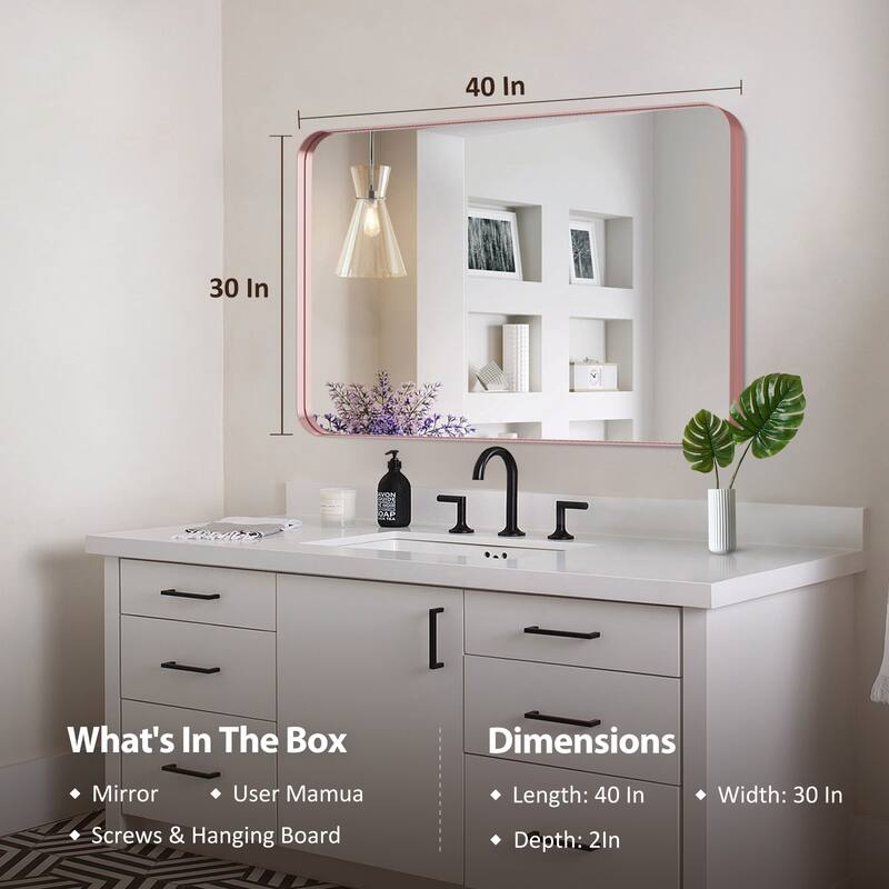 Rectangle Bathroom Mirror for Vanity Wall Mounted Vertical Horizontal Makeup Mirror