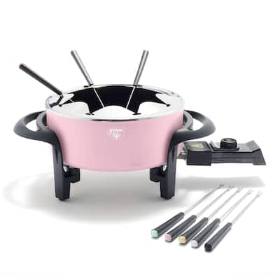 GreenLife Healthy Ceramic Nonstick 3QT Fondue Party Set with 8 Forks