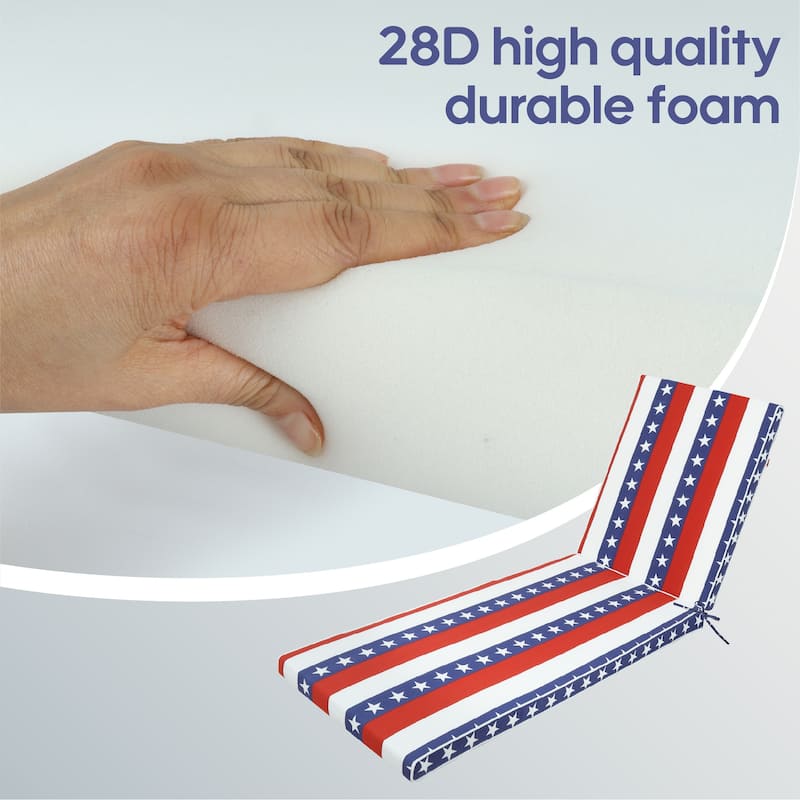 2PCS Set Outdoor Lounge Chair Cushion Replacement Patio Funiture Seat Cushion Chaise Lounge Cushion-flag