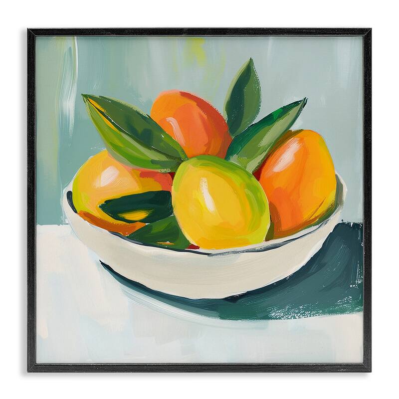 Stupell Bowl of Citrus Fruit Framed Giclee Art Design By Walker Noble - 17 x 17 - Black