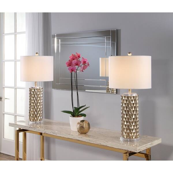 Abbyson Francesco Textured Gold 30Inch Table Lamp (Set Of 2) Bed