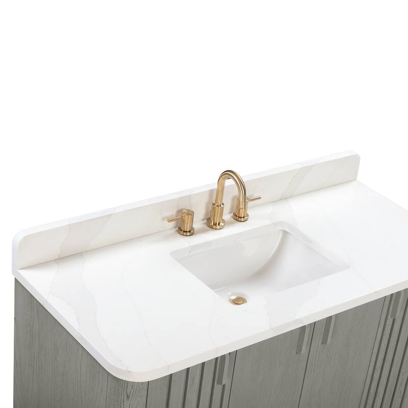 Avanity Blakely 49 in. Vanity Combo in Gray Oak finish with Calacatta Quartz Top