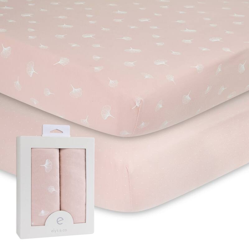 Ely's & Co. Baby Fitted Crib Sheet Set - 2 Pack - 28" x 52" - Gingko & Pin Dot