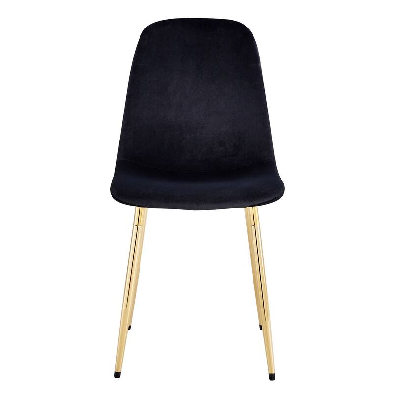 Modern Mid-Century Dining Chairs with Velvet Seats and Spoon-Shaped Metal Legs, for Dining Room, 6-Piece Set