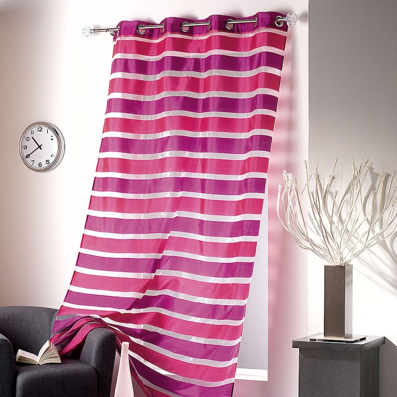 Striped Sheer Extra Wide Window Curtain Panel - Light-Filtering Drape for Modern Home Decor - 1 Panel - Pink/Fuchsia