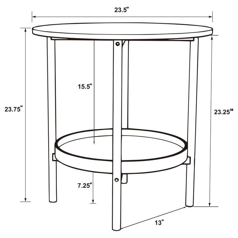 Delfin Round Wood Top Side End Table Black and Brown