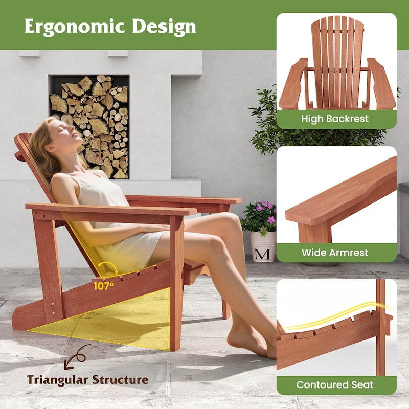 Gymax Solid Wood Garden Chair w/ High Backrest Wide Armrests &