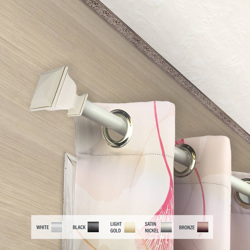 InStyleDesign Jayde 1 inch Diameter Adjustable Curtain Rod - 66 to 120 inches - White