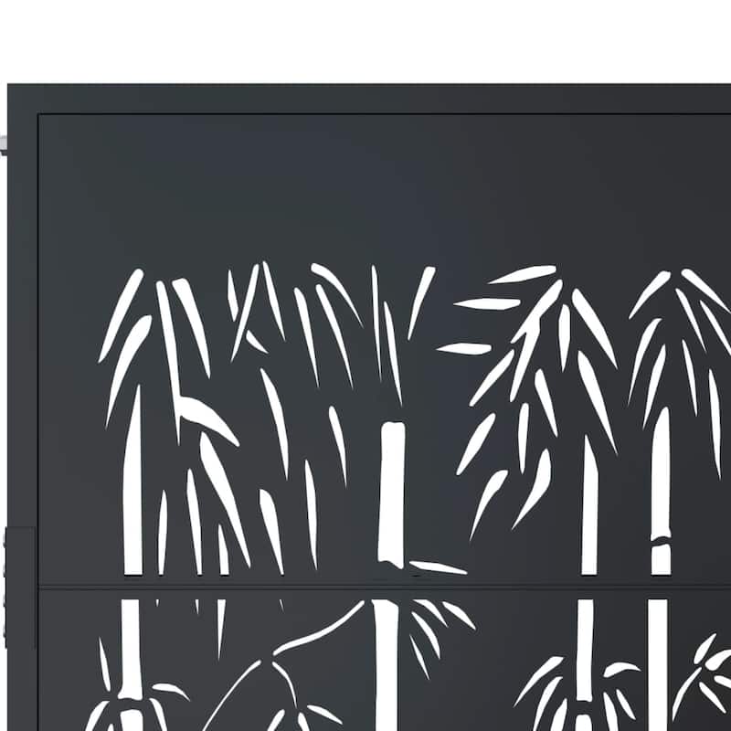 vidaXL Garden Gate Anthracite Steel Bamboo Design