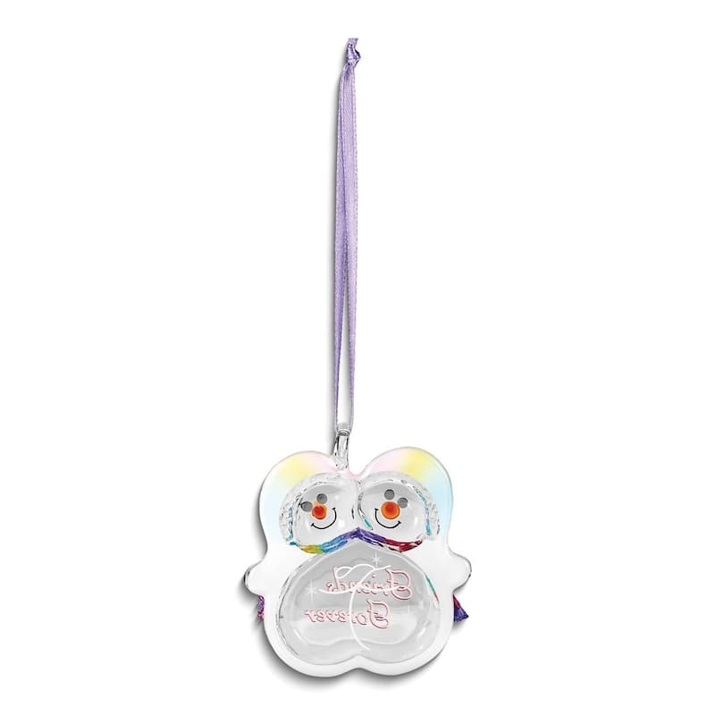 Curata Friends Forever Snowmen Glass Ornament
