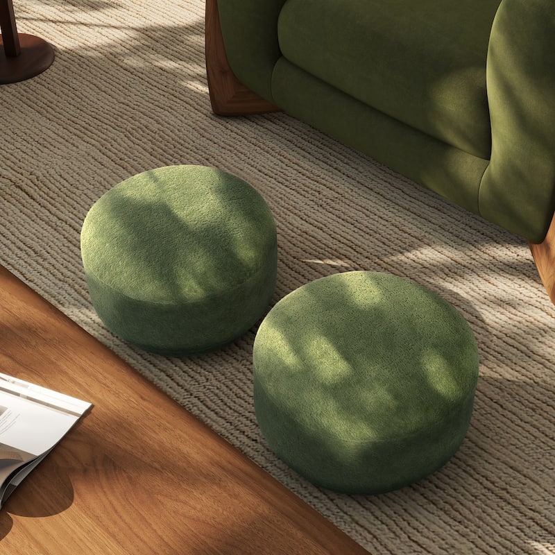 Fuji 15" Faux Sherpa Mushroom Footstool Ottoman