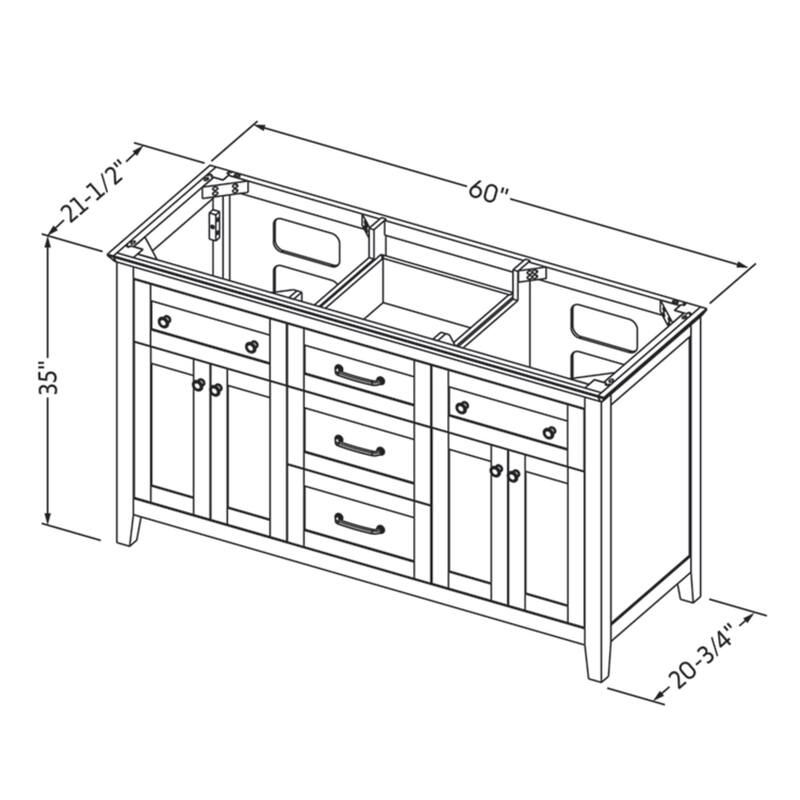 Jeffrey Alexander VN2CHA-60-NT Chatham 60" Double Free Standing Vanity
