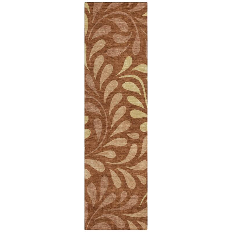 Machine Washable Indoor/ Outdoor Floral Arabesque Chantille Rug