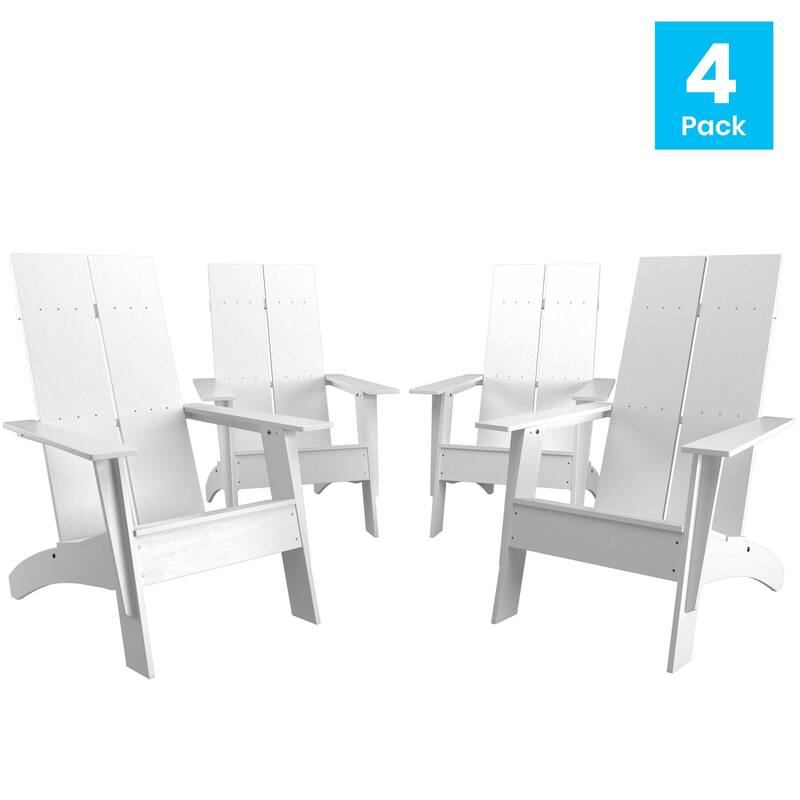 Set of 4 Modern Dual Slat Back Indoor/Outdoor Adirondack Style Chairs