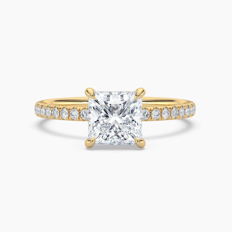 Auriya 14k Gold Lab Grown Princess Diamond Luxe Hidden Halo Engagement Ring 1.00 to 5.00 ct. tw. (F-G, VS) - 9 - 4.00 carats - Yellow