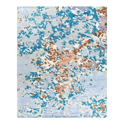 Modern One-of-a-Kind Hand-Knotted Area Rug - Gray, 8' 3" x 10' 2" - 8' 3" x 10' 2"