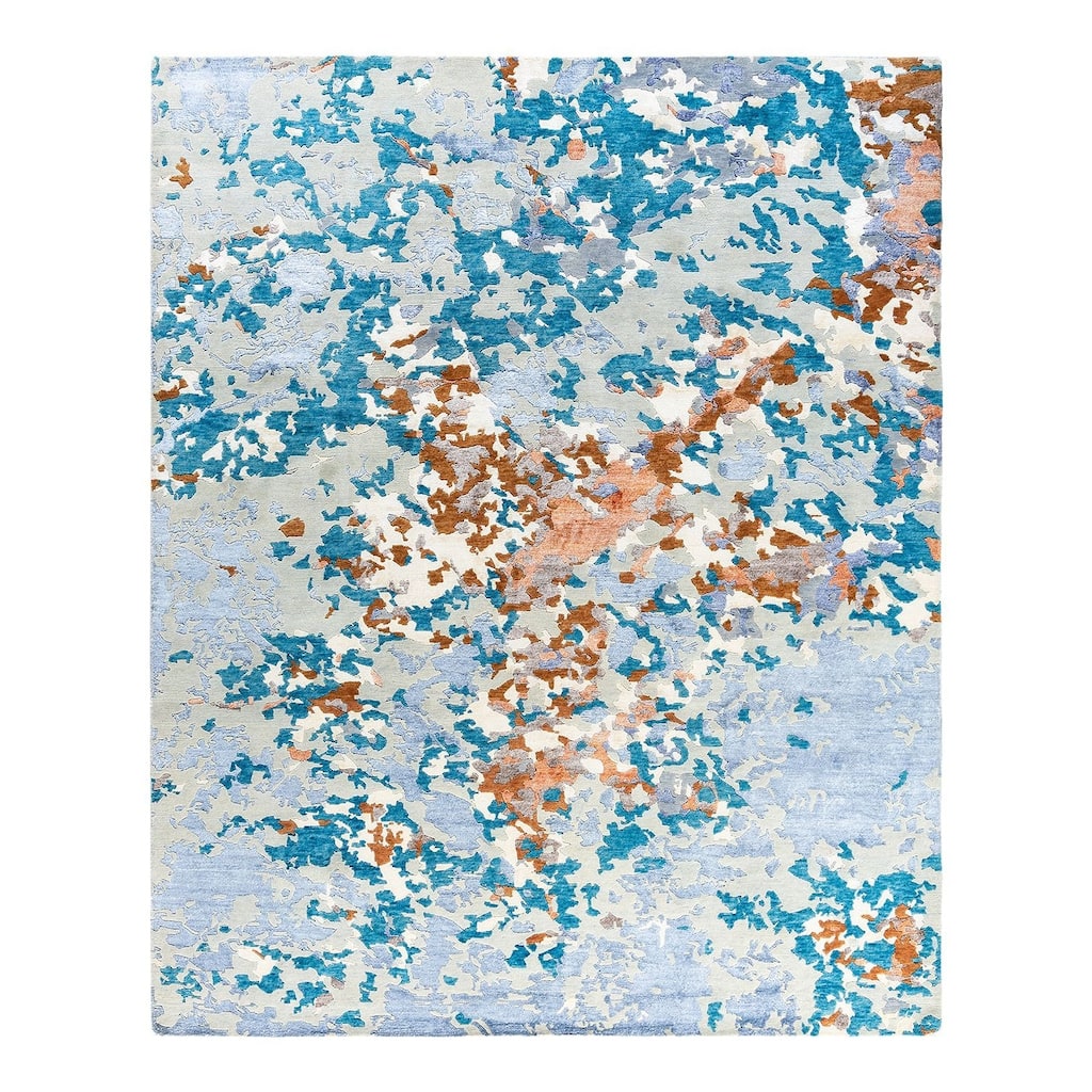 Modern One-of-a-Kind Hand-Knotted Area Rug - Gray, 8' 3" x 10' 2" - 8' 3" x 10' 2"