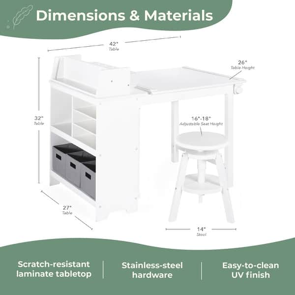 Design Studio 3 in 1 Art Table, Drafting Table, Easel and Stool