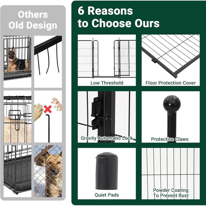 Indoor/Outdoor Dog Playpen, with Lockable Door & Anti-Rust Coating