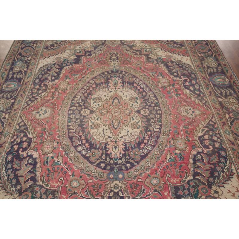 Tabriz Persian Vintage Area Rug Handmade Wool Carpet - 6'9"x 9'4"