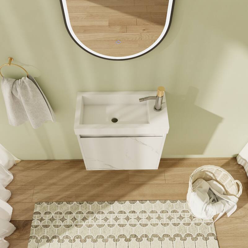 20" Floating Bathroom Vanity with Sink, Mini Wall Mounted Bathroom Vanity with Soft Close Door