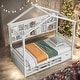 preview thumbnail 13 of 33, Wooden Twin House Bed with Bedside Built-in Storage Shelves,Kids Bed Design White