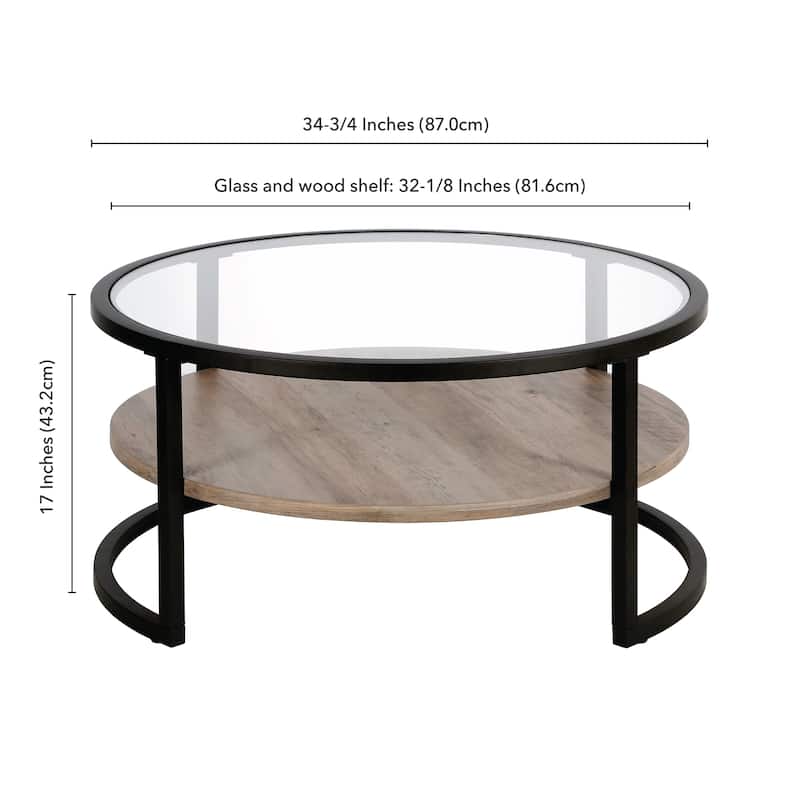 Carbon Loft Mornie Coffee Table in Blackened Bronze with Oak Shelf