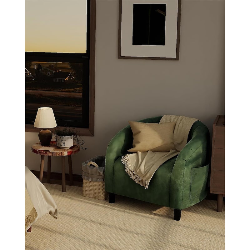 Upholstered Velvet Accent Cozy Armrest Sofa Chair for Living Room Bedroom