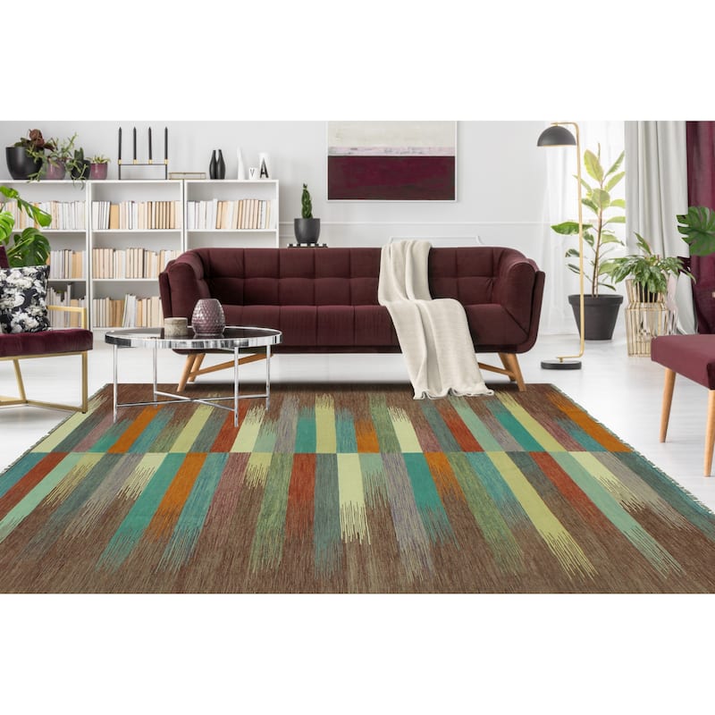 Noori Rug Winchester Flatweave Mose Brown/Blue Rug - 8'5" x 11'4"