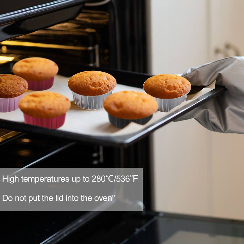 50Pcs Baking Cups with Lid 5oz Aluminum Foil Liners Mini Cups