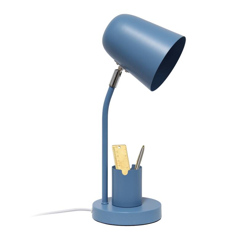Desk Lamp with Conical Shade and Pen Holder - 15.75" - Blue