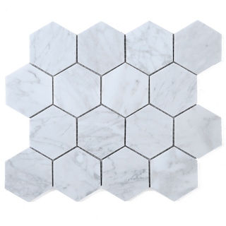 tile hexagon carrara mosaic sheets 6sqft marble floor honed stone box