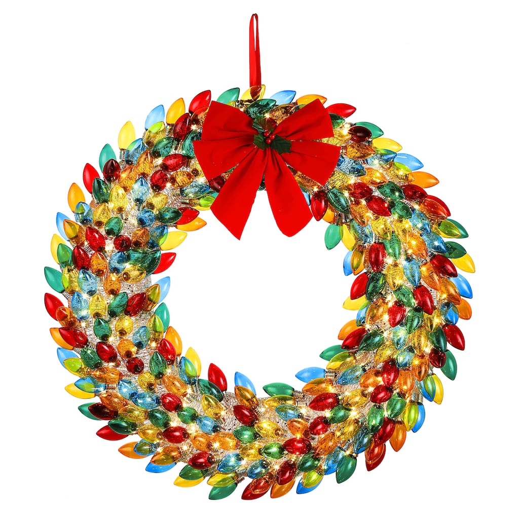 30 in. Retro C9 Bulb Wreath - Multi-Color - 30 in.