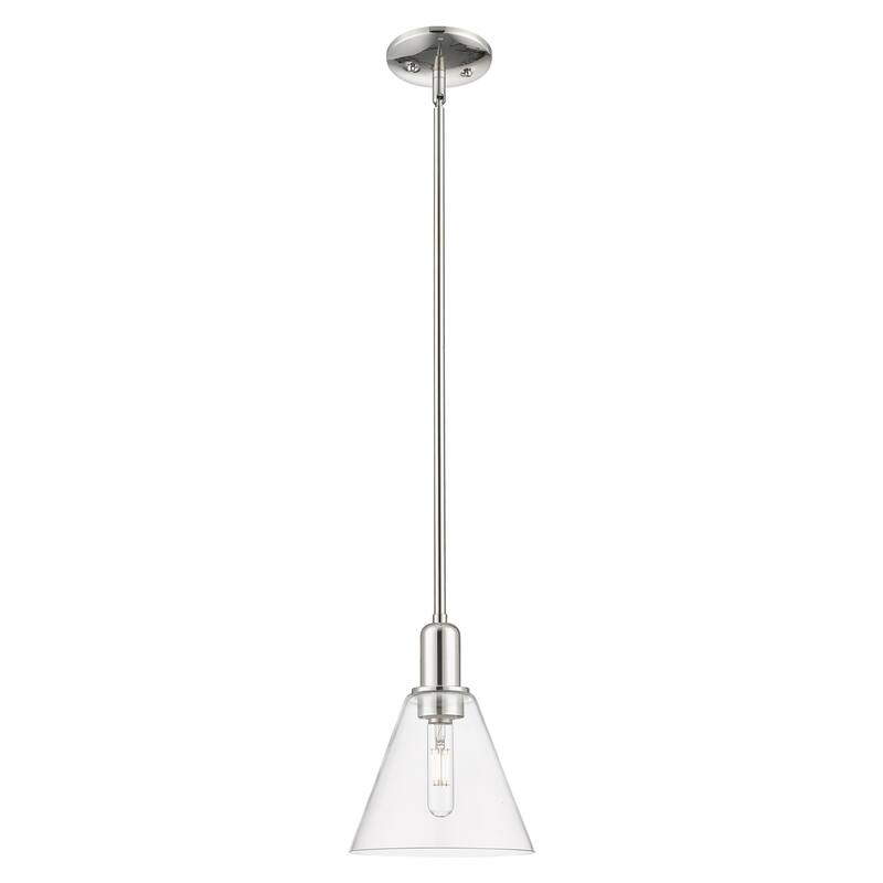Innovations Lighting Endless Possibilities Arcadia - Berkshire Glass - 1 Light 8" Stem Hung Mini Pendant - Clear/Polished Nickel