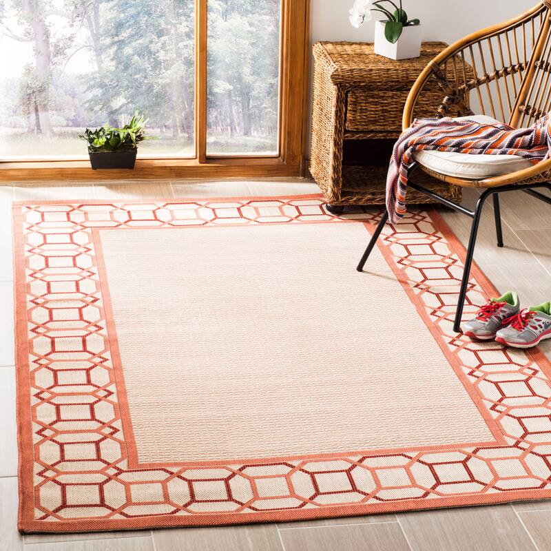 Martha Stewart by SAFAVIEH Facet Border Indoor/ Outdoor Waterproof Rug - 4' x 5'7" - Cinnamon Stick