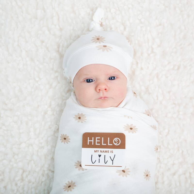 lulujo Hello World Hat & Swaddle Set