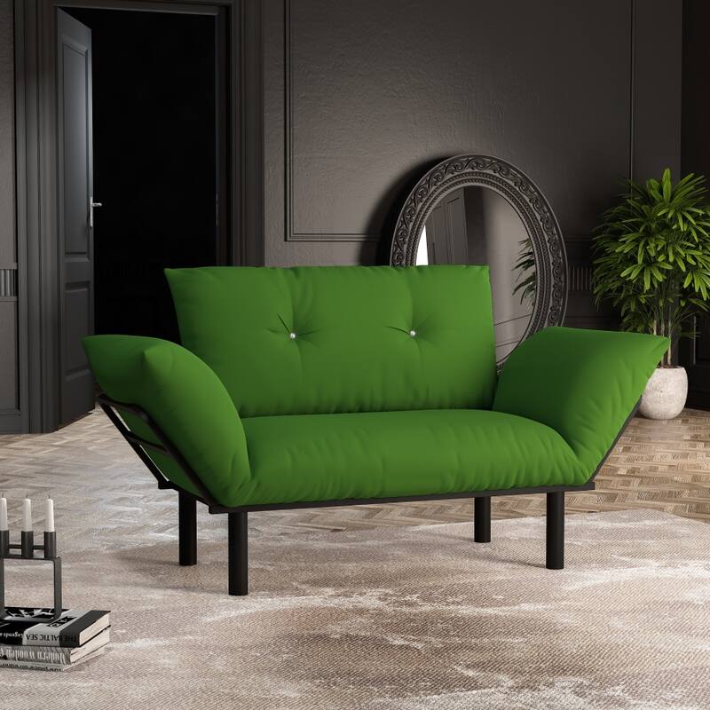 Haydar Extra-wide Modern Loveseat with Metal Legs - Khaki