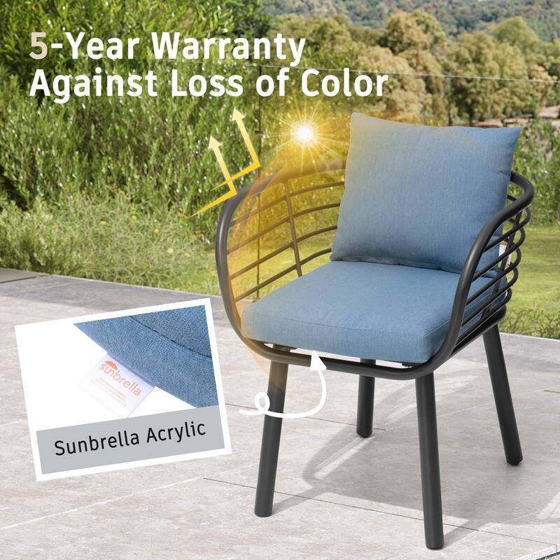 9/11-Piece Outdoor Patio Dining Set w/10 ft Umbrella and Base Aluminum Dining Table and Dining Chairs with Sunbrella Cushions