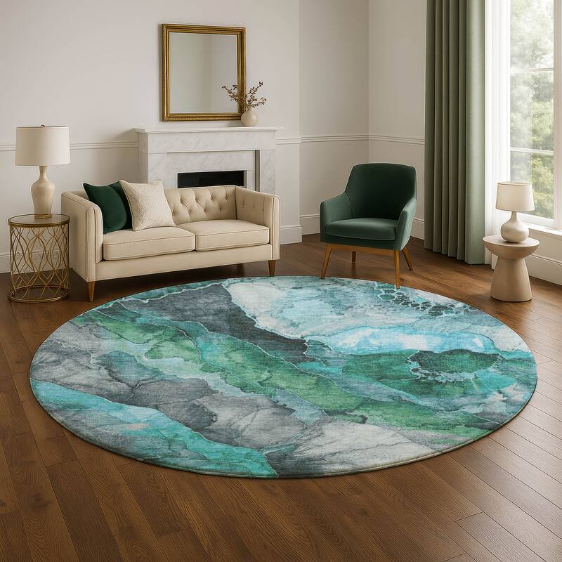 Premium Washable Super Soft Modern Chic Mayfield Rug - Teal - 8' x 8'