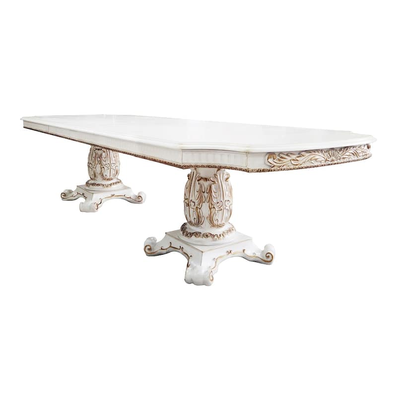 Casada Antique Pearl Dining Table with Double Pedestal