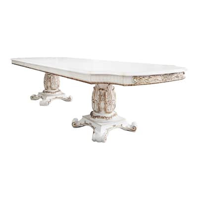 Casada Antique Pearl Dining Table with Double Pedestal