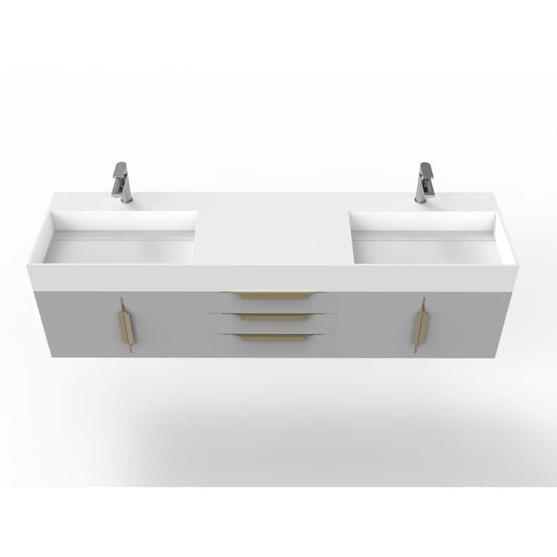Amazon 72" Wall Mounted Bathroom Vanity Set w/ White Top