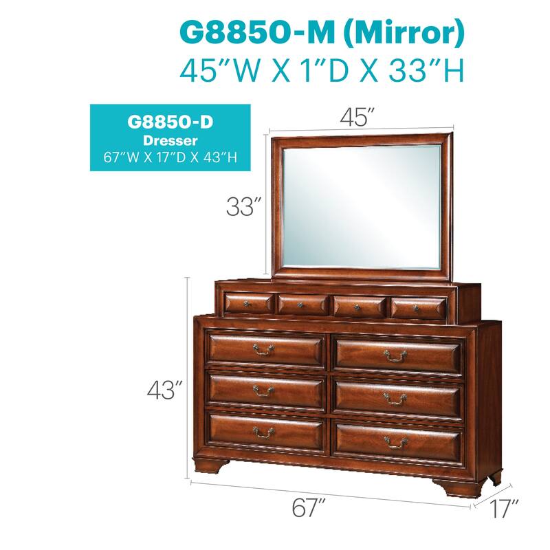 Glory Furniture LaVita Wooden Veneer Storage Dresser with 10 Drawers