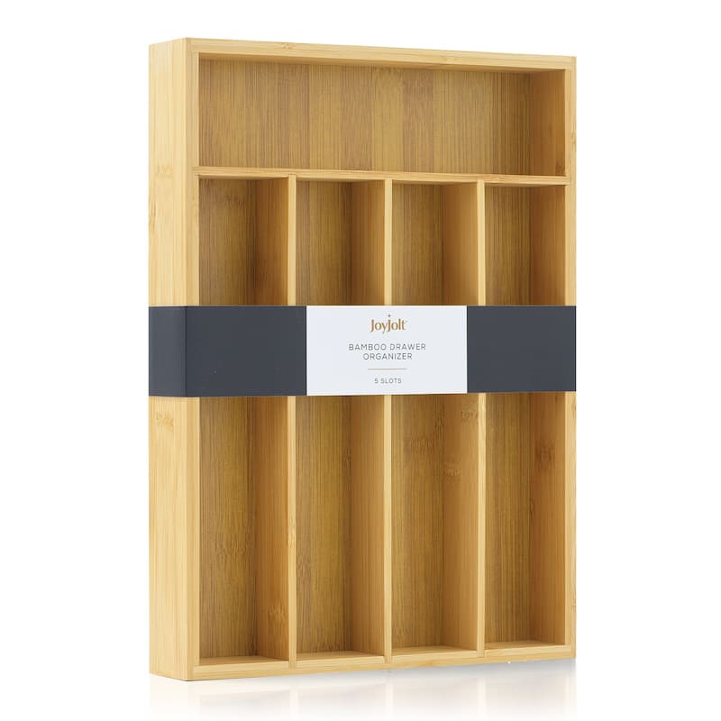 JoyJolt 5 Slot Bamboo Flatware Organizer