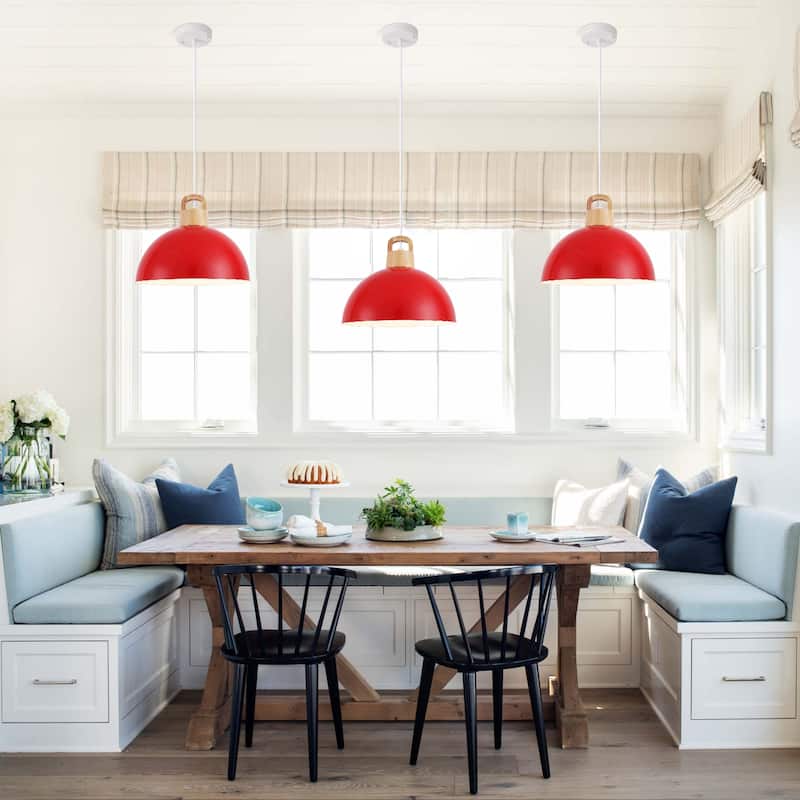 (Set of 3) Modern Semi Flush Mount Chandelier, Industrial 1-Light Pendant Lights with Dome Shape for Dining Room Kitchen Island